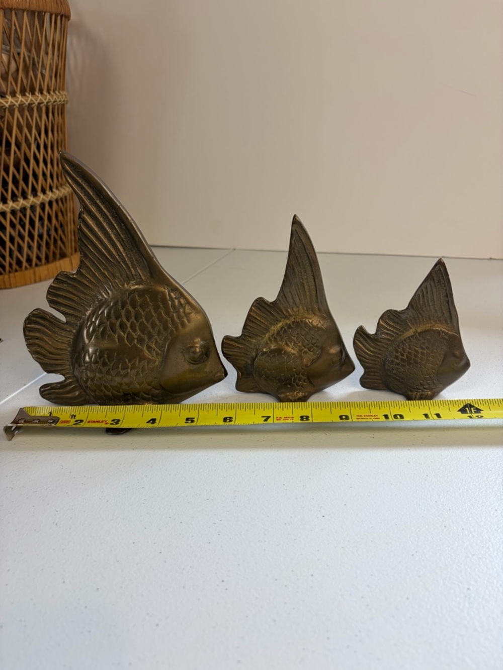 Vintage Brass Angel Fish Family Lot 1970s Home Decor Boho Bohemian Eclectic 70s - Picture 9 of 9
